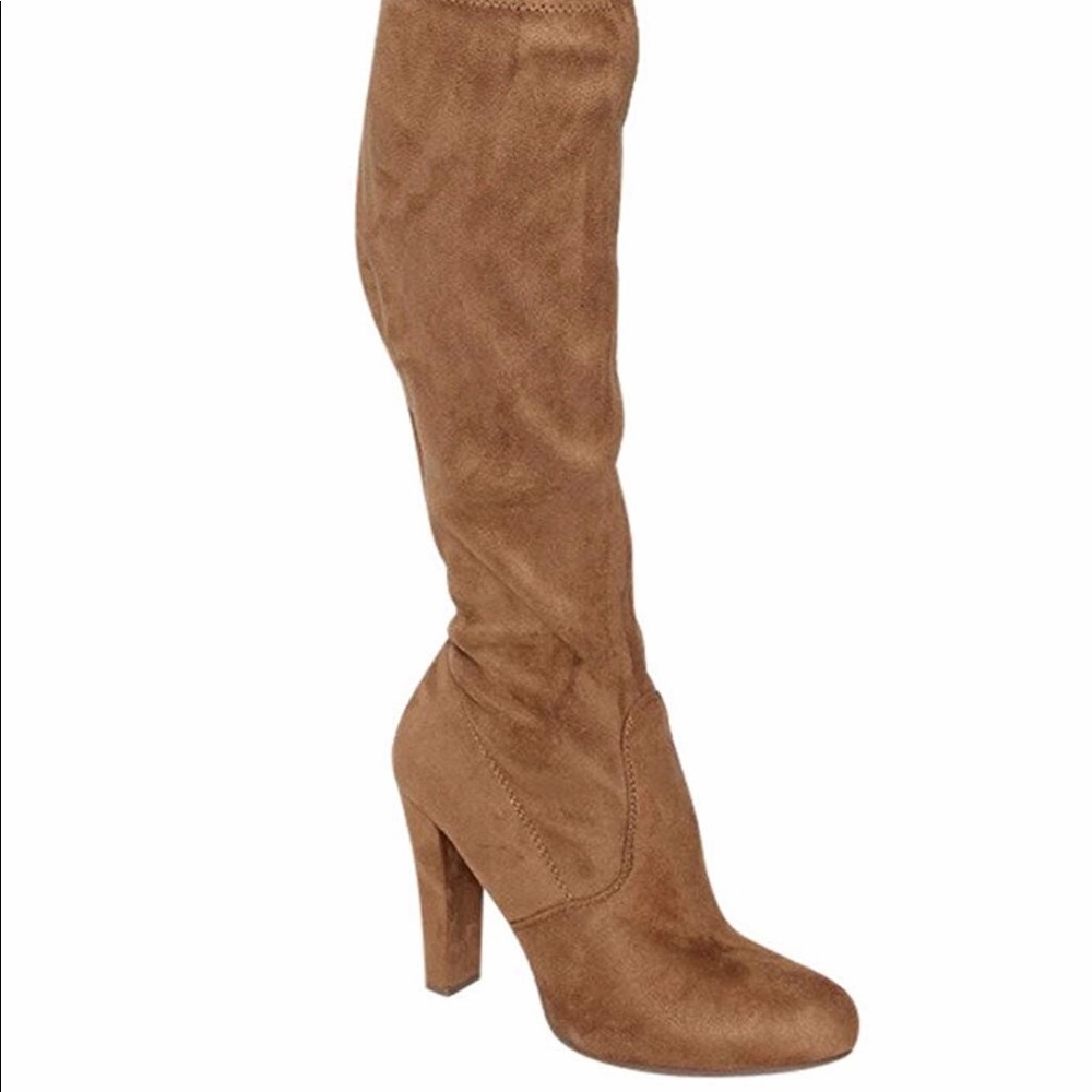 Suede tan thigh high boots size 8